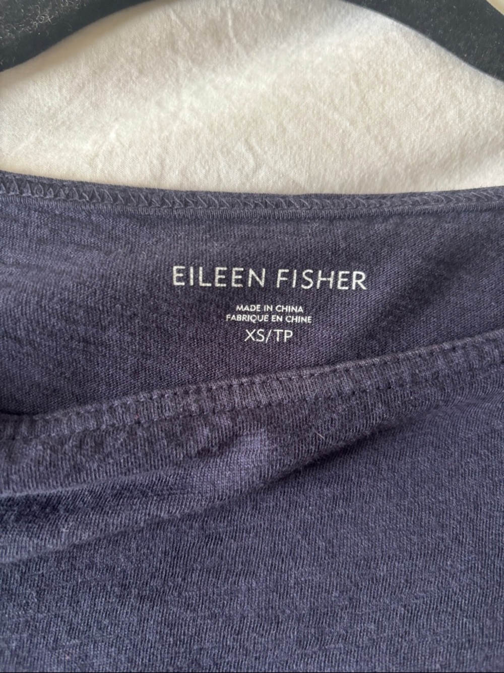 Eileen Fisher Organic Cotton Slub Long-Sleeve Tee, Midnight, XS - Picture 6 of 7